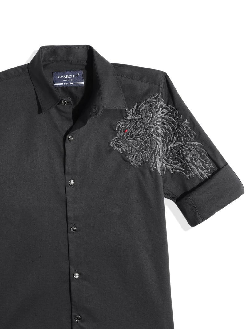 CHARCHIT Boys Full Sleeves Embroidered Shirt - Image 4
